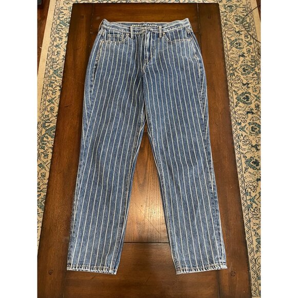 American Eagle Outfitters Blue and White Striped High Rise Jeans - Picture 1 of 9